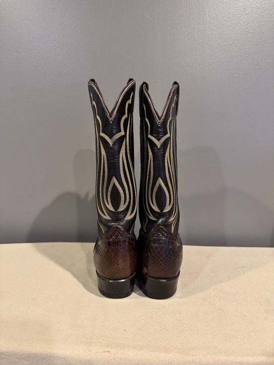 Vintage Tony Lama Brown Python Snakeskin Western Cowboy Boots main image 6
